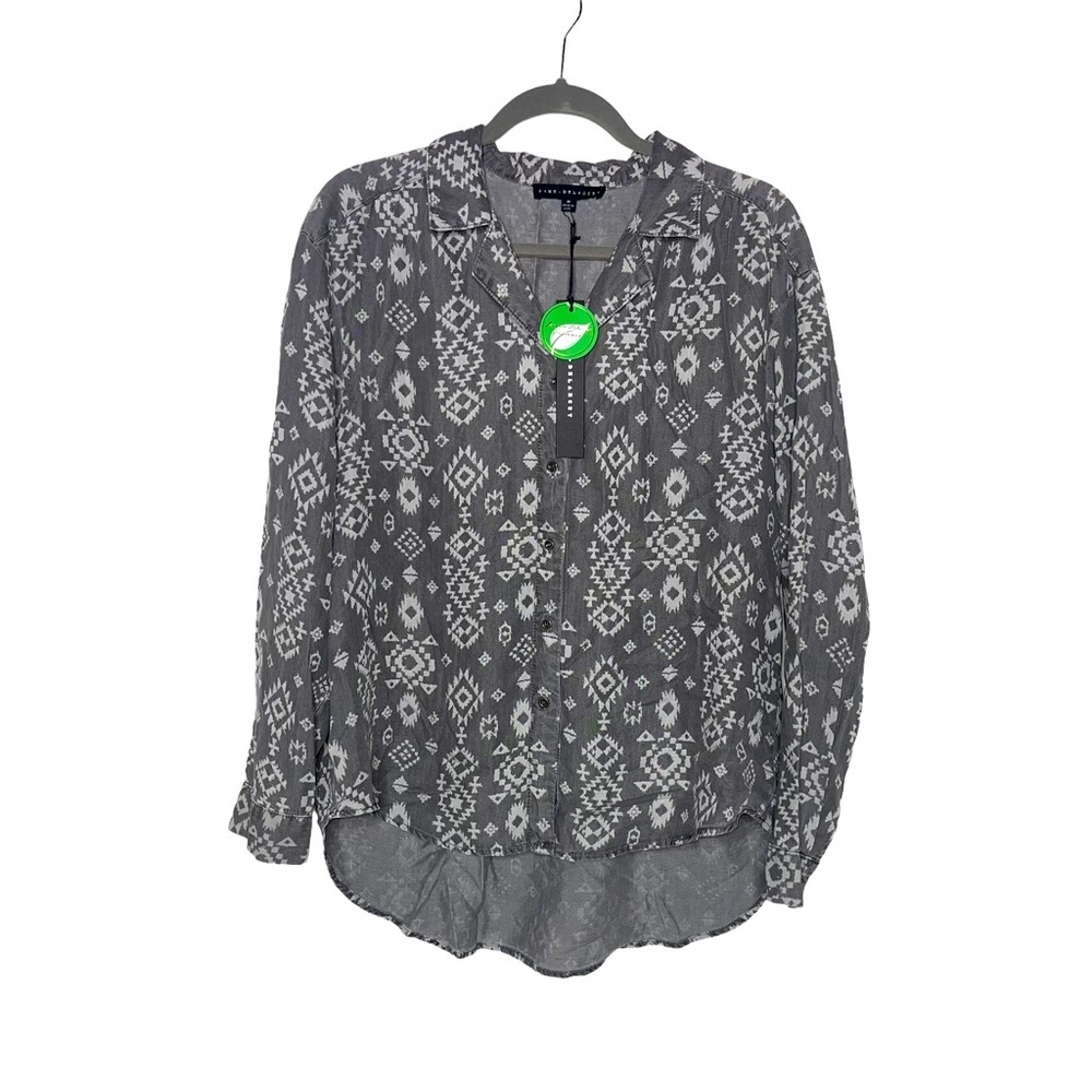 JANE AND DELANCEY Charcoal Aztec Button Down M NWT